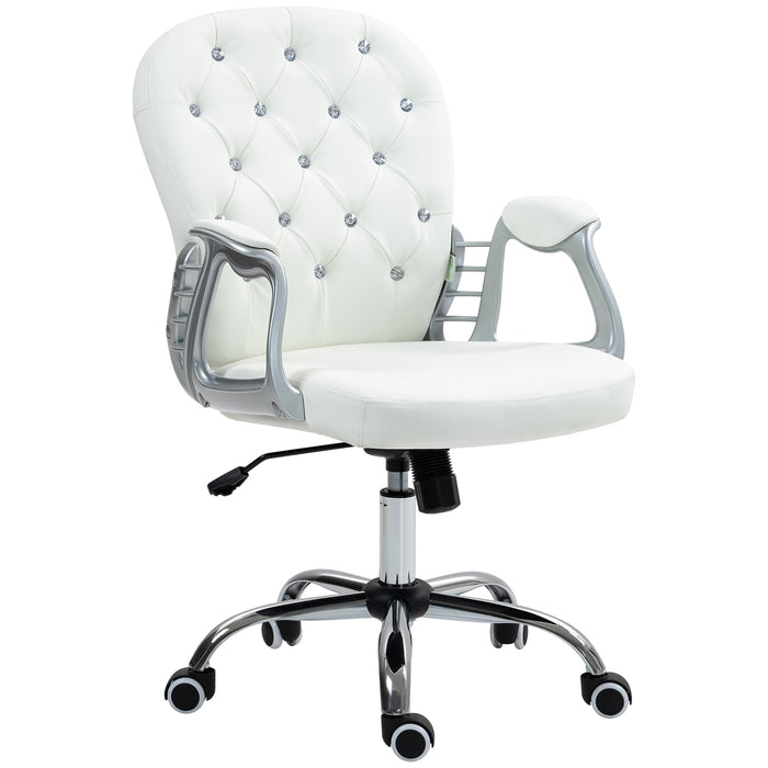 Ergonomic 360° Swivel Office Chair - PU Diamond-Pattern Padding & Durable 5-Castor Wheel Base - Ideal for Home Office Comfort and Style