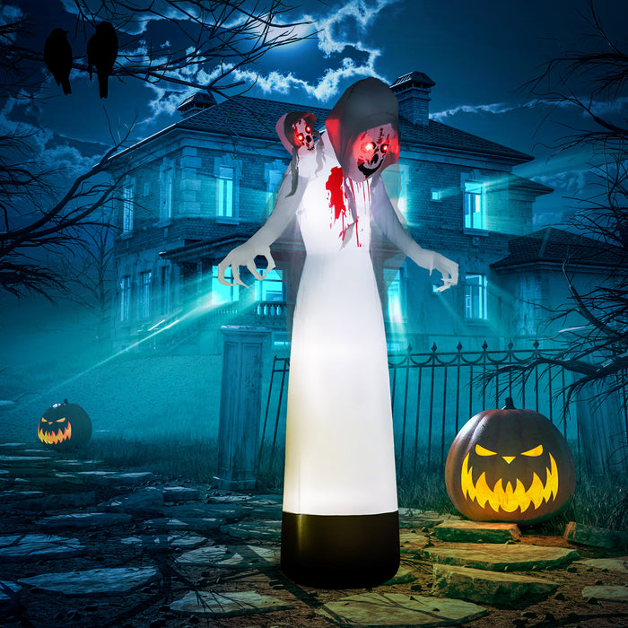 Triple-Headed Witch Ghost Inflatable - 8.9ft Light-Up Halloween Yard Decor with Built-in LEDs - Ideal for Garden, Lawn & Party Celebrations