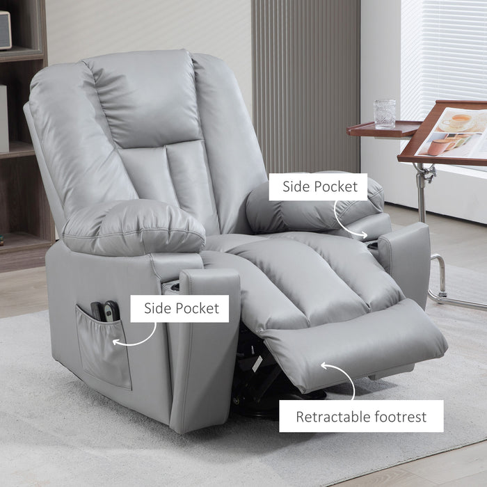 Quick Assembly Lift Chair with Vibration Massage and Heat - Riser and Recliner in Charcoal Grey - Ideal for Relaxation and Mobility Assistance