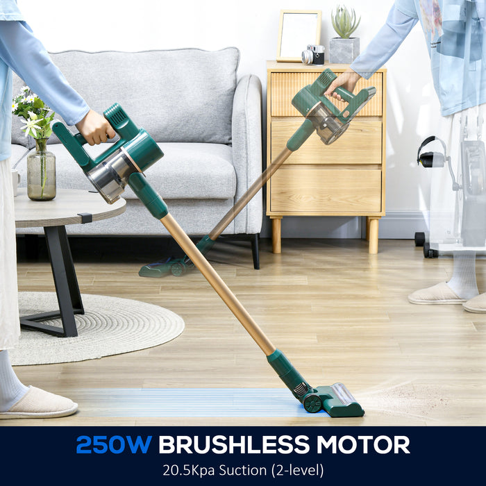 Cordless Stick Vacuum Cleaner 2500rpm - Rechargeable with Handy Accessories, Green Finish - ideal for Efficient Home Cleaning