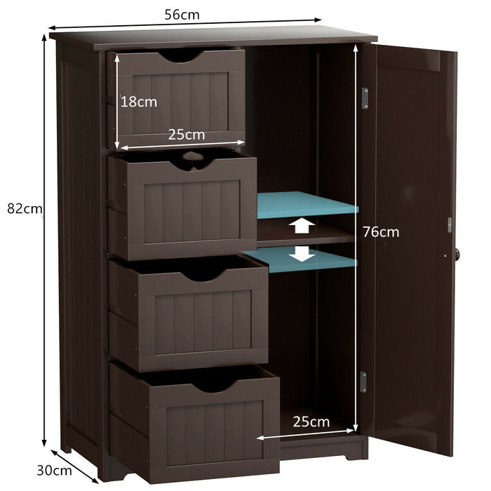 Freestanding Cupboard - Adjustable Shelf and Drawers, Space-saving Storage Unit - Ideal for Home Organization