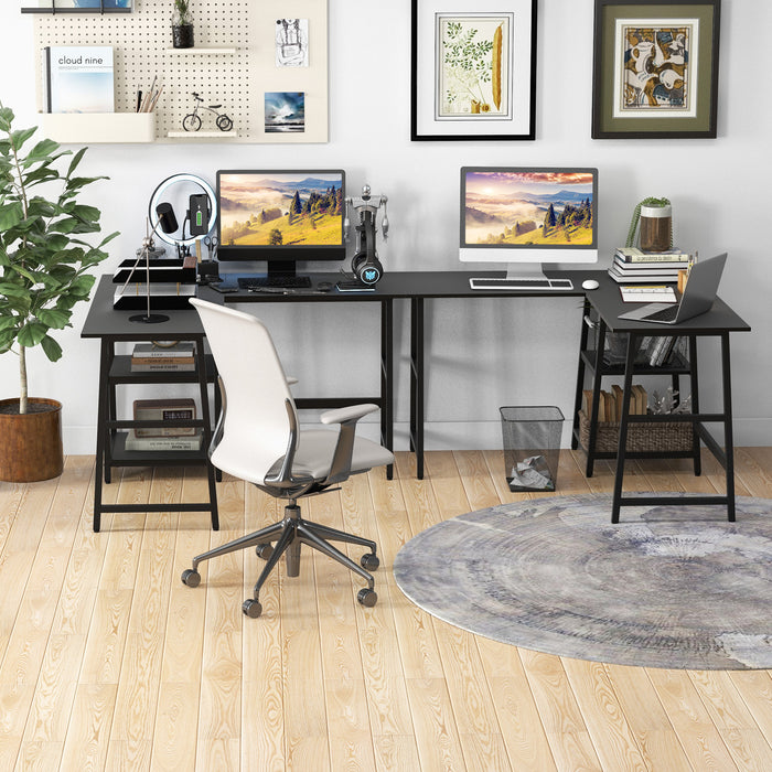 L-Shaped Computer Desk 120cm - Corner Study and Writing Workspace with Integrated Outlets - Ideal for Home Office, Students, and Professionals