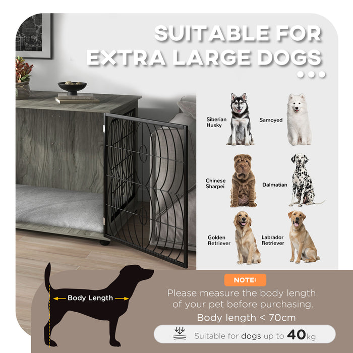 Extra Large Indoor Dog Crate End Table - 44.5" Size with Plush Washable Cushion and Lockable Door - Stylish Furniture for Big Dogs & Home Decor Integration