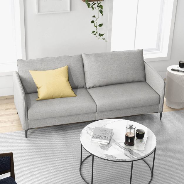 Modern 3-Seater Loveseat - Grey Upholstered Sofa Featuring Washable Cushion Covers - Perfect for Contemporary Home Decor and Cozy Seating Needs