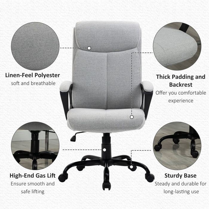 Ergonomic High Back Executive Chair - Swivel Office Task Seat with Padded Armrests & Adjustable Height - Ideal for Comfortable Home Office Use