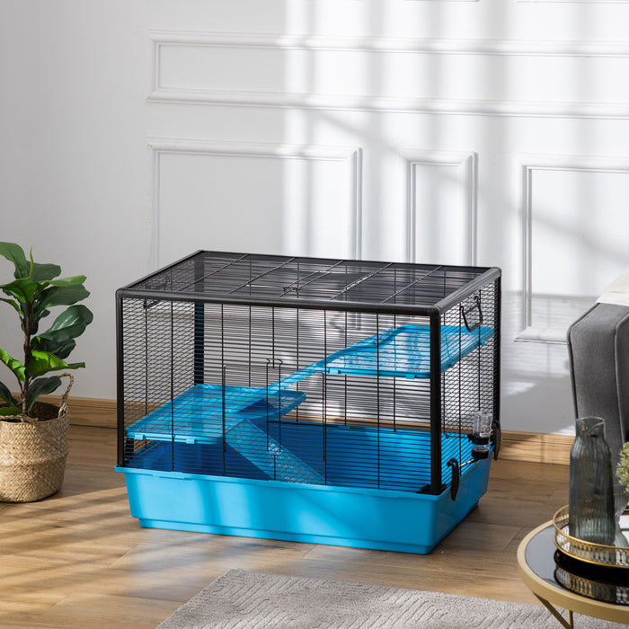 Compact Indoor Habitat for Guinea Pigs, Hamsters, Chinchillas - Includes Accessories, 80x48x58 cm, Light Blue - Perfect Home for Your Small Furry Friends