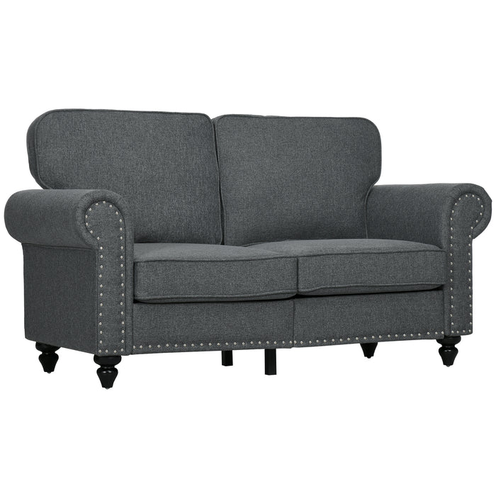 Mid-Century Two-Seater Couch - Charcoal Grey with Pocket Spring Support - Ideal for Small Modern Living Spaces