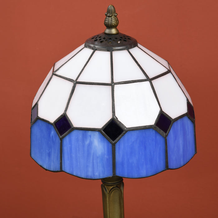 Handcrafted Stained Glass Accent Lamp - Antique Blue Bedside Light for Bedrooms and Living Rooms - Elegant Home Decor Nightstand Illumination