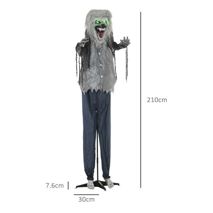 Outdoor Halloween Animatronic Skeleton Werewolf - 83" Sound-Activated Decoration with Light-Up Eyes & Eerie Sound Effects - Perfect for Haunted House and Spooky Lawn Displays