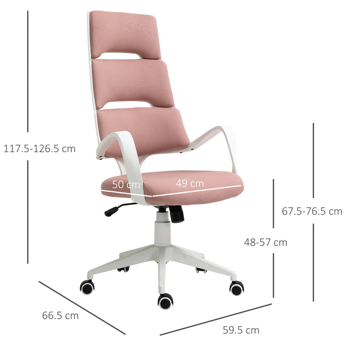 Ergonomic High Back Executive Office Chair - Comfortable 360 Swivel with 5 Durable Castor Wheels and Foam Padding - Ideal for Long Work Sessions with Wide Arm Support, Pink