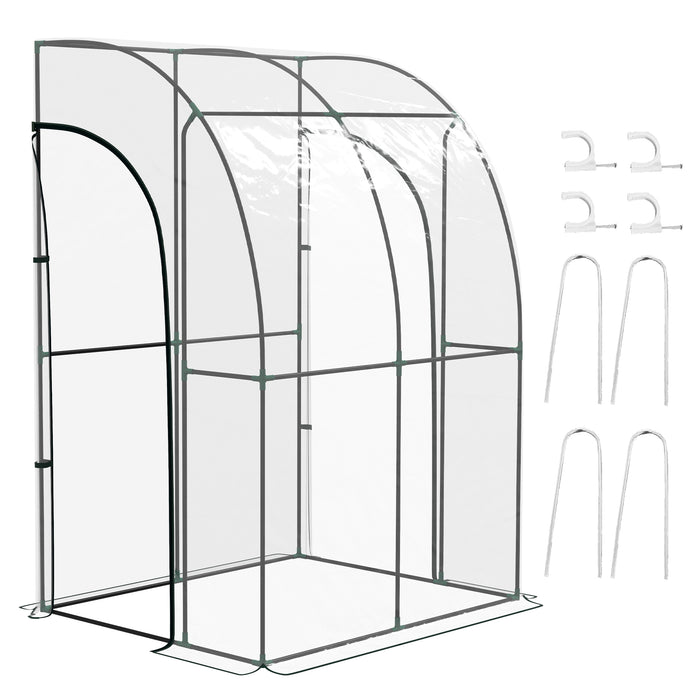 Walk-In Lean To Greenhouse - 143cm x 118cm Compact Growhouse with Accessories - Ideal for Urban Gardens & Small Spaces