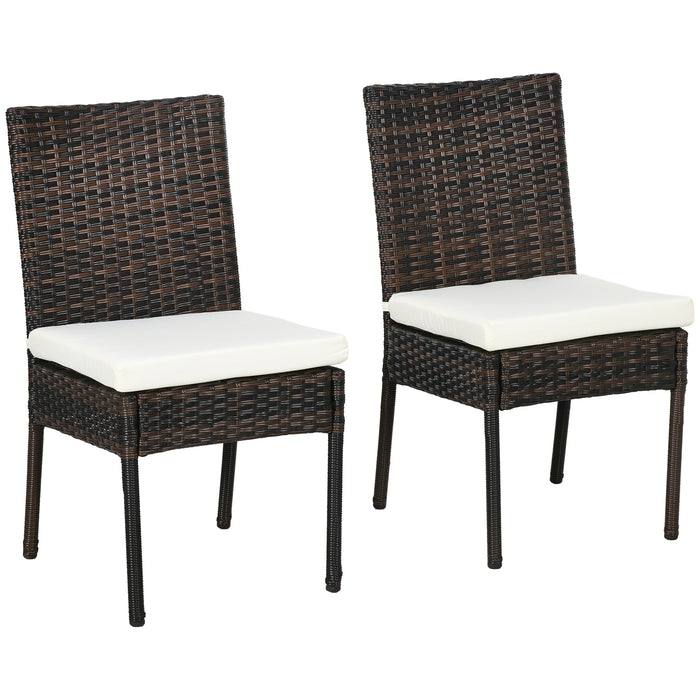 Armless Rattan Outdoor Seating for Two - Sturdy Brown Patio Chairs - Perfect for Garden Relaxation & Entertaining