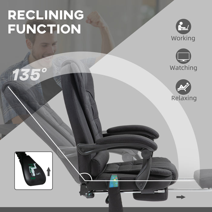 Ergonomic Heated Massage Office Chair with 6 Vibration Points - Comfortable Executive Chair in Black - Ideal for Stress Relief and Relaxation at Work