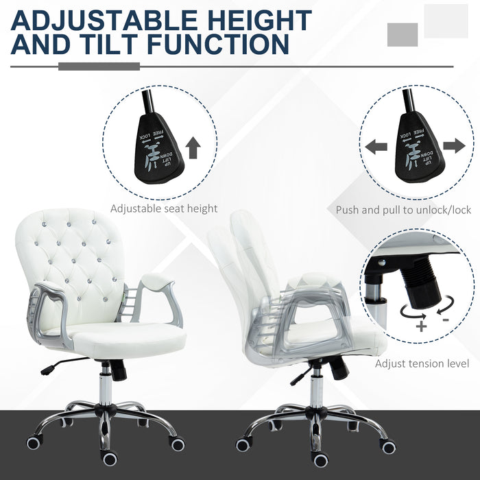 Ergonomic 360° Swivel Office Chair - PU Diamond-Pattern Padding & Durable 5-Castor Wheel Base - Ideal for Home Office Comfort and Style