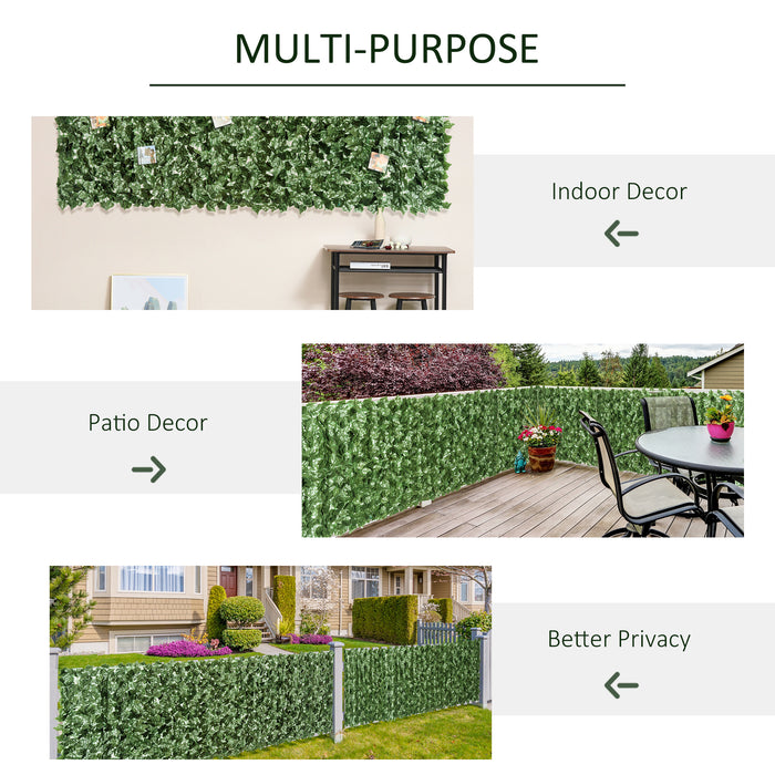 Artificial Leaf Hedge Privacy Screen - 2-Piece, Dark Green, 2.4M x 1M for Outdoor/Indoor Garden Decor - Enhances Seclusion and Aesthetics