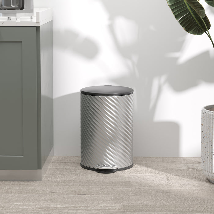 Stainless Steel 20L Kitchen Trash Can - Soft-close Lid & Fingerprint-Proof Pedal Bin - Ideal for Home & Office Waste Management With Removable Bucket