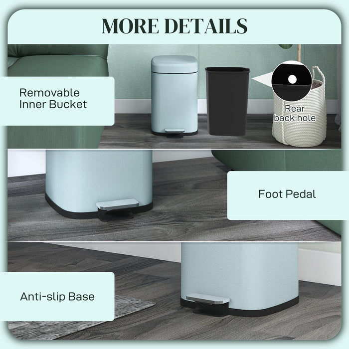 12 Litre Pedal Bin - Fingerprint Proof Kitchen Trash Can with Soft-Close Lid and Metal Construction - Ideal for Home Hygiene with Removable Inner Bucket and Foot Operation