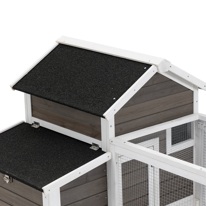 Deluxe 2-Tier Wooden Chicken Coop - Spacious Hen House with Nesting Box, Removable Tray, and Outdoor Run - Ideal Poultry Habitat for Backyard Farmers