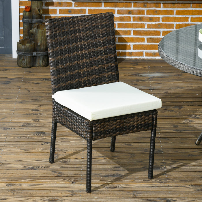 Armless Rattan Outdoor Seating for Two - Sturdy Brown Patio Chairs - Perfect for Garden Relaxation & Entertaining