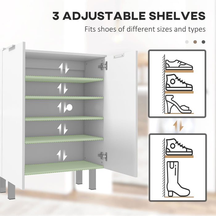 Slim High Gloss Shoe Organizer Cabinet - Soft-Close Hinges, Adjustable Shelving for 15-20 Pairs - Space-saving Footwear Storage Solution