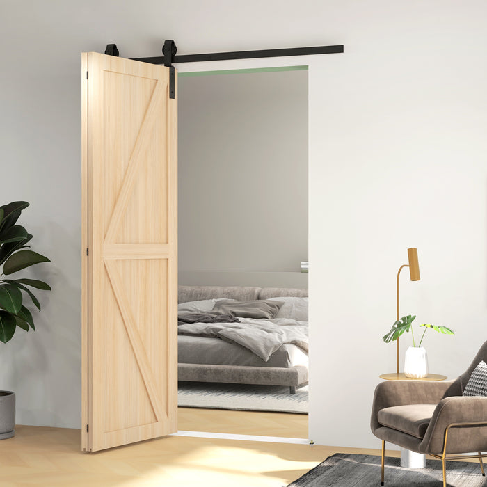 Bi-Folding Sliding Barn Door Track Kit - Heavy Duty 5FT Hardware with J Shape Hangers for Dual Doors - Space-Saving & Stylish Solution for Home Interior