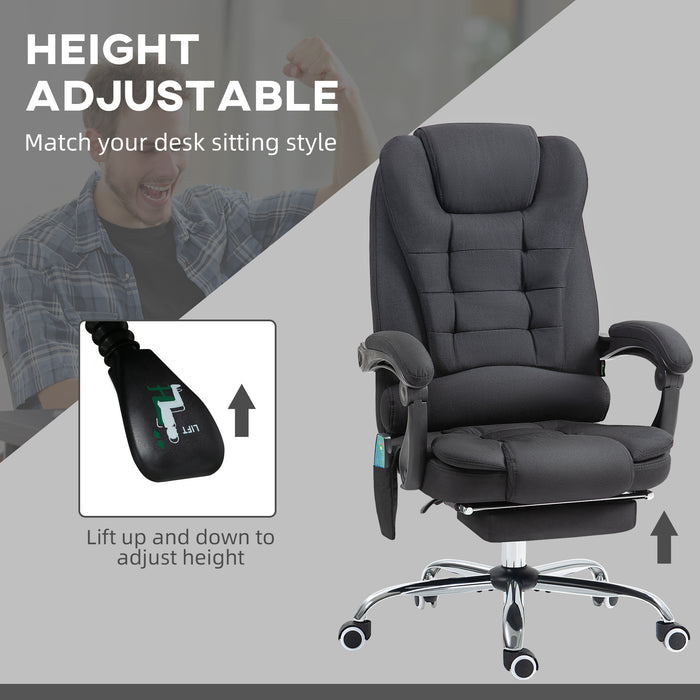 Ergonomic Heated Massage Office Chair with 6 Vibration Points - Comfortable Executive Chair in Black - Ideal for Stress Relief and Relaxation at Work