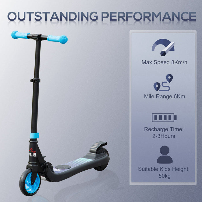 HOMCOM Folding Electric Scooter Adult E Scooter, 120W, with Rear Wheel Brake, 8km/h Maximum Speed, for Ages 6+ Years Old, Sky Blue | Aosom UK