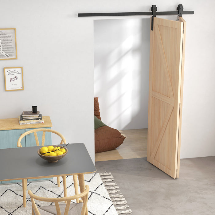 Bi-Folding Sliding Barn Door Track Kit - Heavy Duty 5FT Hardware with J Shape Hangers for Dual Doors - Space-Saving & Stylish Solution for Home Interior