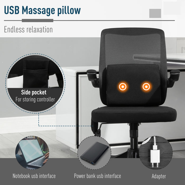 Ergonomic Executive Office Chair with 2-Point Massage - USB-Powered Lumbar Support, Breathable Mesh, 360° Swivel - Ideal for Home Office Comfort and Productivity