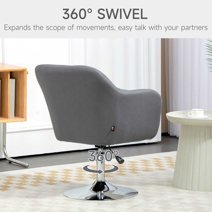 Adjustable Swivel Accent Chair - Contemporary Vanity Armchair with Lumbar Support and Armrests, Thick Cushion - Ideal for Living Room, Bedroom, or Office Comfort