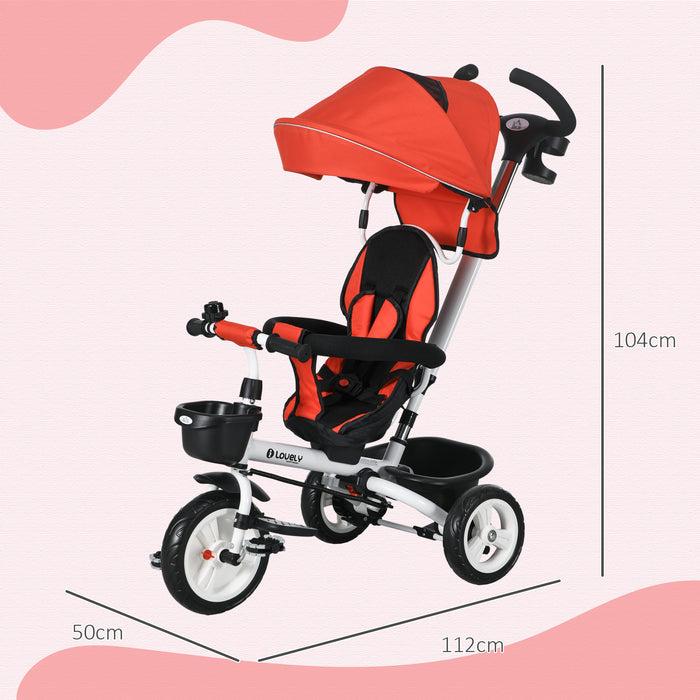 Red 4 in 1 Toddler Tricycle with Parent Handle for Ages 1 5 Shopsta UK