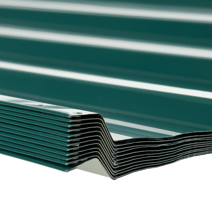 Galvanised Corrugated Roofing Sheets - 12-Pack Metal Panels for Greenhouses, Sheds & Carports, 129x45cm - Ideal for DIY Outdoor Structures in Green