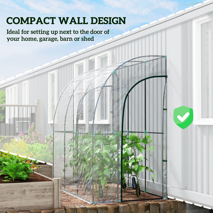 Spacious 214cm x 118cm Walk-In Greenhouse - Lean-To Design with Gardening Accessories - Ideal for Urban Gardeners & Patio Planting