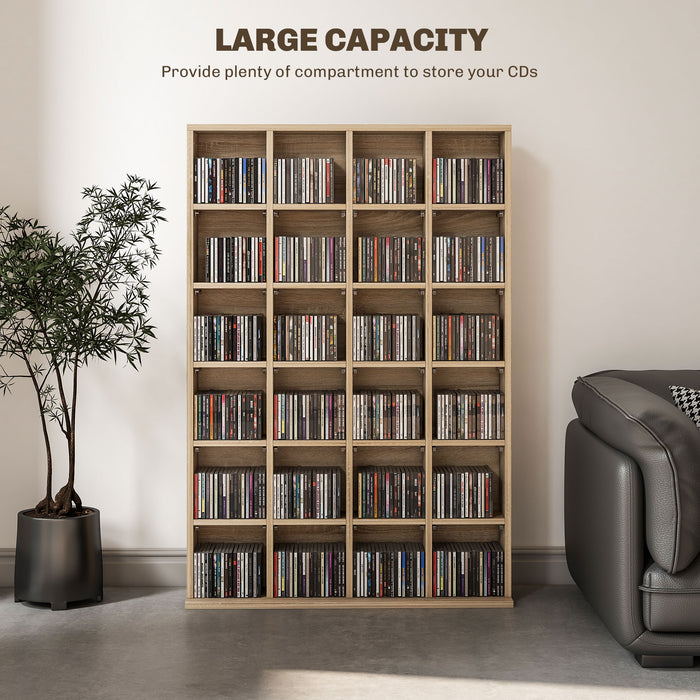 Adjustable CD Storage Unit - Spacious 89 x 130.5 cm Shelving Solution with Natural Wood Finish - Ideal Organizer for Music Enthusiasts and Collectors