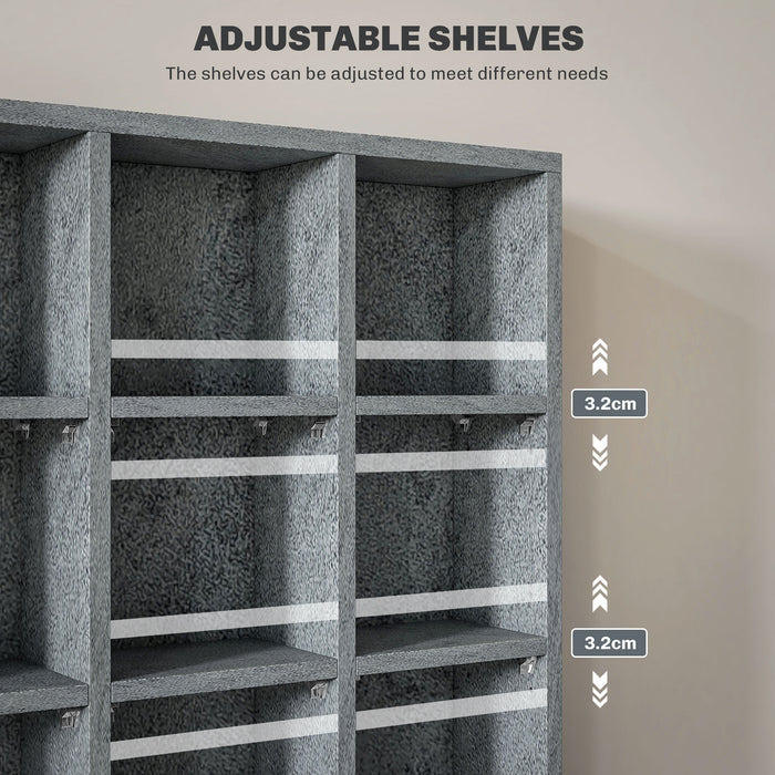 Adjustable CD Shelving Unit - 89 x 130.5 cm with Customizable Layout, Cement Grey - Ideal for Organized Media Collection