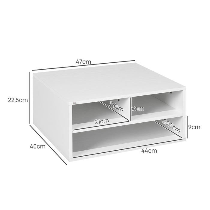 Three-Compartment Printer Storage Cabinet - Organize Your Office with a Sleek White Design - Ideal for Keeping Printers, Paper, and Accessories Tidy