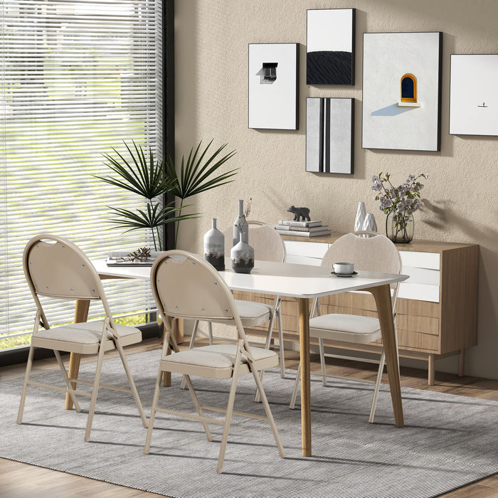 Fabric Dining Chairs - 4-Piece Foldable Design, Cushioned Seat and Back - Perfect for Dining Room Comfort