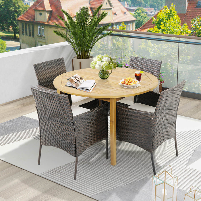 Set of 4 Outdoor Patio Dining Chairs - PE Wicker Material, Includes Removable Cushions - Perfect for Outdoor Dining and Entertaining