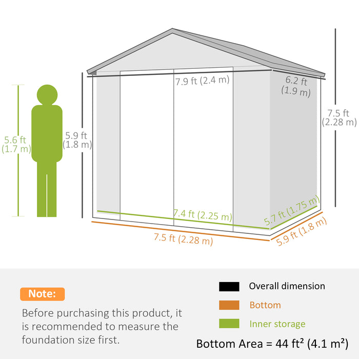 Polypropylene Outdoor Storage Tool House - 8x6ft Garden Shed with Foundation Kit, Ventilation, and Lockable Door - Ideal for Secure Equipment and Tool Storage