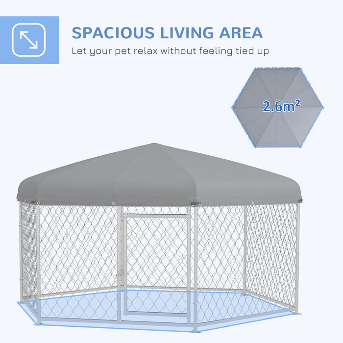 Outdoor Dog Kennel and Run with Lockable Door - Spacious 2.1 x 1.85 x 1.5m Shelter for Large Dogs - Perfect for Garden, Patio, Terrace