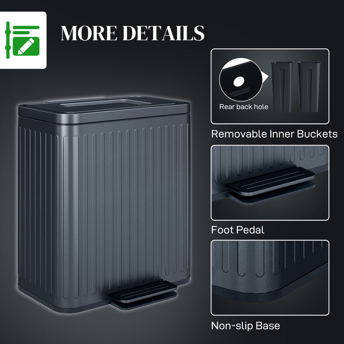 Dual 40L Kitchen Recycling & Waste Bin - Fingerprint-Proof Pedal Operation, Soft-Close Lid, Twin 20L Compartments - Ideal for Efficient Home Waste Management