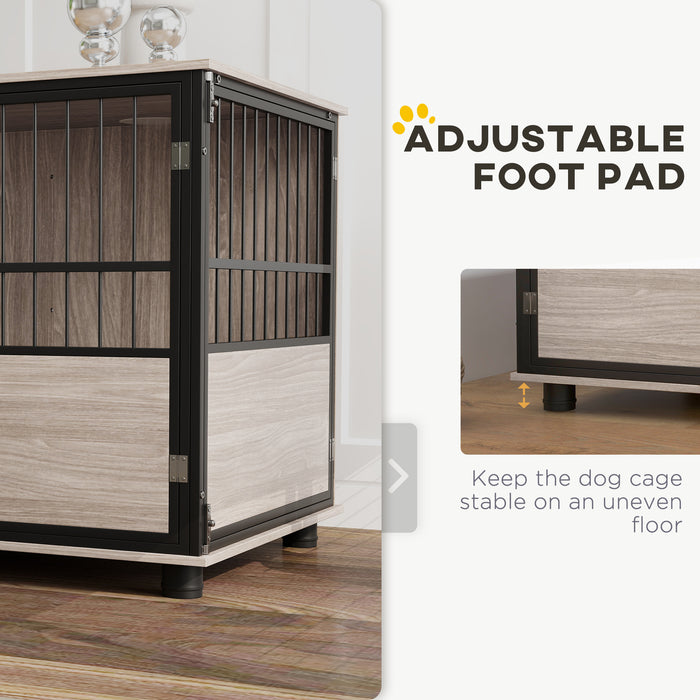 Large Indoor Dog Crate End Table with Stylish Furniture Design - 80cm, 3 Access Doors, Soft Washable Cushion - Perfect for Large Sized Dogs & Home Decor Integration