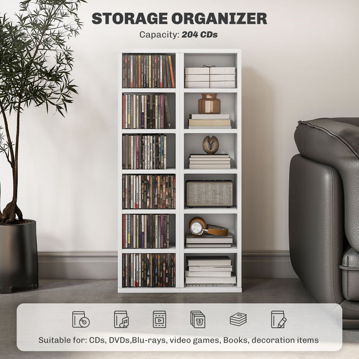 CD Storage Unit Twin Pack - 102-Disc Capacity in High Gloss White - Ideal for Music and Movie Collectors