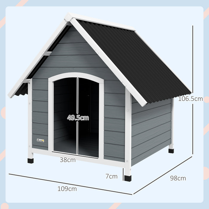 Wooden Dog Kennel with Removable Floor - Weather-Resistant Outdoor Shelter for Large Dogs, 110x98x106.5 cm - Ideal Comfort for Your Pet’s Outdoor Living