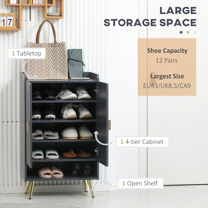 Hallway Shoe Cabinet & Storage Bench Combo - Accommodates 19 Pairs, Adjustable Shelves, Steel-Legged - Ideal for Entryway Organization and Seating