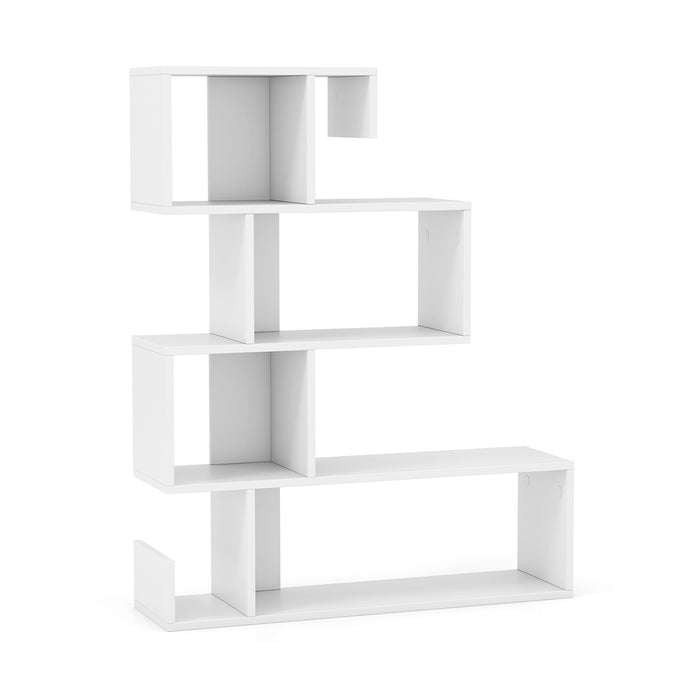 5-Tier S-Shaped Bookshelf - Open Cubes Storage & Anti-Toppling Kits, Black - Ideal for Book Lovers & Room Organizers