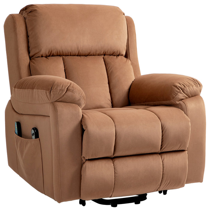 Power Lift Reclining Chair with Massage and Heat Functions - Ergonomic Riser Chair with Vibration, Heated Seating and Side Storage Pocket - Comfortable Furniture for Elderly or Mobility Impaired