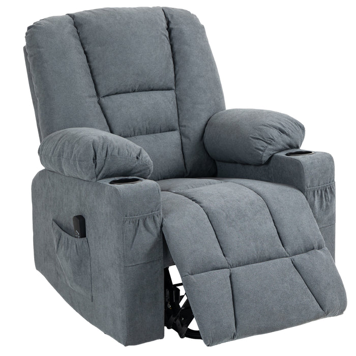 Extra Large Lift Recliner Chair with Fabric Upholstery - Remote Controlled Riser with Side Pockets & Cup Holder for Living Room Comfort - Ideal for Elderly & Mobility Challenged Individuals