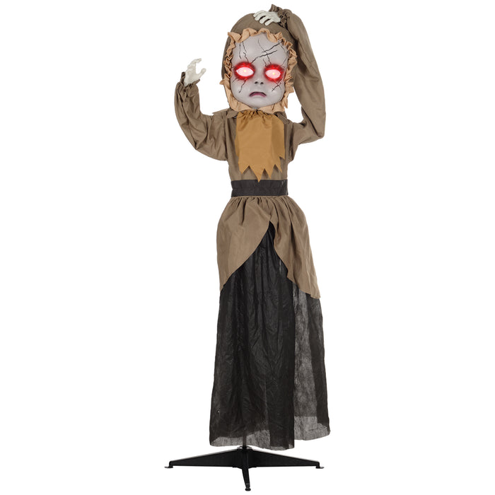 160cm 63" Animatronic Halloween Doll - Outdoor Decoration with Sound Activation, Light-Up Features & Sound Effects - Perfect Haunted House Animated Prop for Spooky Ambiance