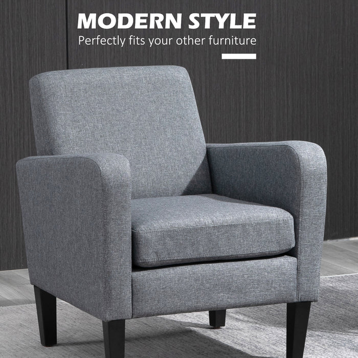 Modern Armchair Duo - Rubber Wood Legs, Upholstered Accent Chairs, Single Sofa Design - Perfect for Living Room and Bedroom Comfort